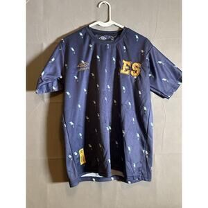 Umbro El Salvador Shirt Mens Medium Navy Blue ES Graphic Pattern Soccer Top